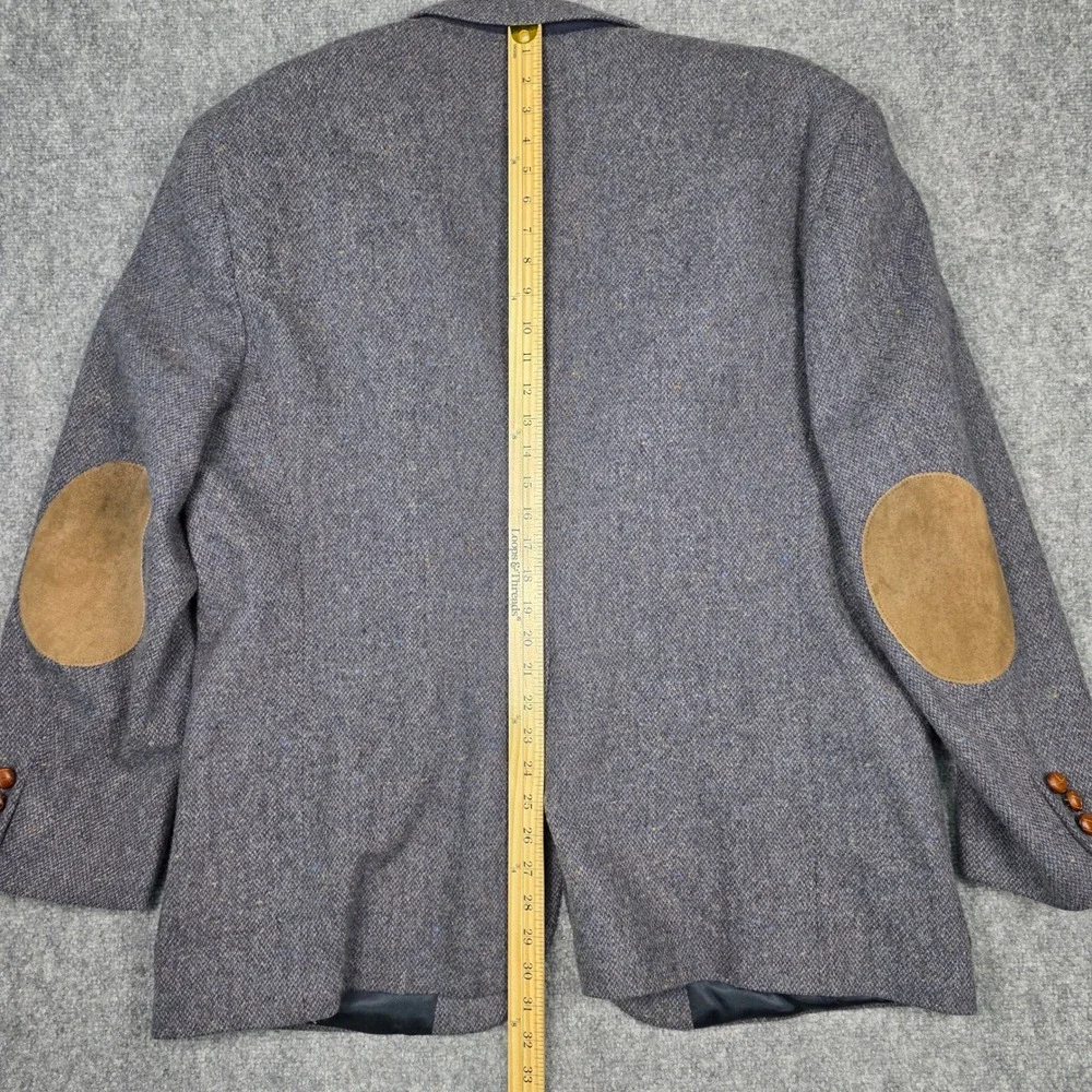 Stafford Blazer Mens 48R Grey‎ Lambswool Donegal Flecked Tweed Elbow Patches USA